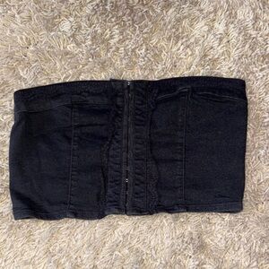 Black Faux Denim Tube Top